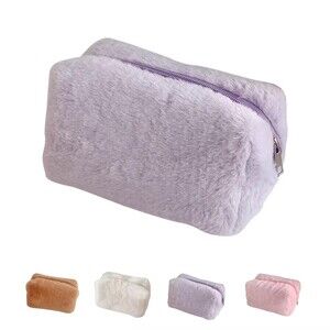 SVVDOWOU Mini Cosmetic Bag Women’s Soft Plush Makeup Pouch Purse Travel Purple